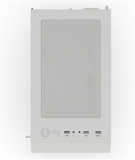 Krux Vako Геймърско бюро Midi Tower Компютърна кутия със страничен прозорец и RGB осветление Бял