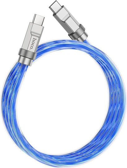 Hoco U113 Плетен USB 2.0 Кабел USB-C Мъжки - USB-C 100W Захранване PD Син 1м U113C