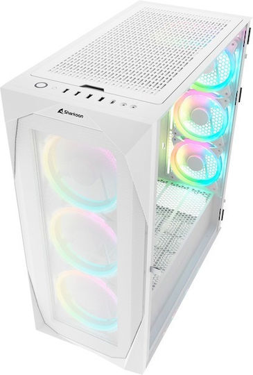 Sharkoon REV300 Gaming Full Tower Computer Case with Window Panel and RGB Lighting White