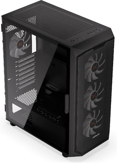 Krux Orona Gaming Midi-Turm Computergehäuse mit Seitenfenster Schwarz