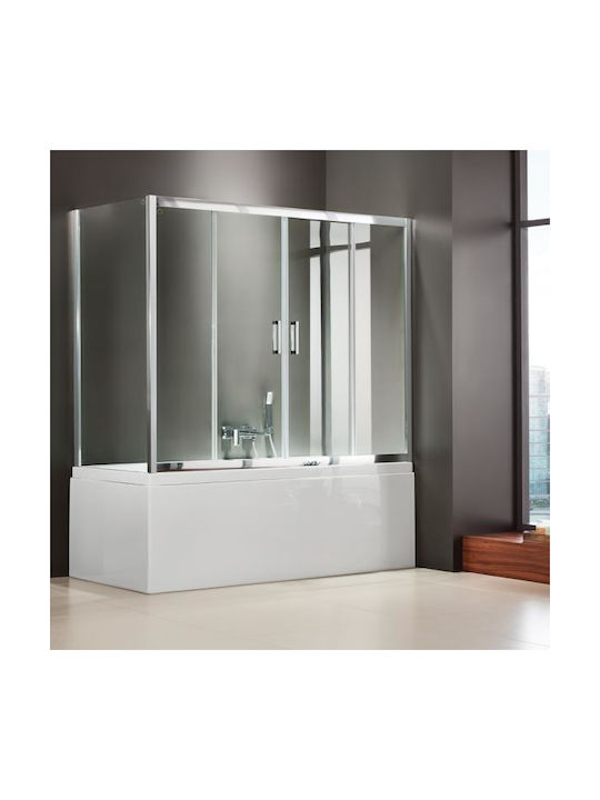 Devon Σταθερό Πλαϊνό Μπανιέρας 69-72x140cm Clean Glass Chrome