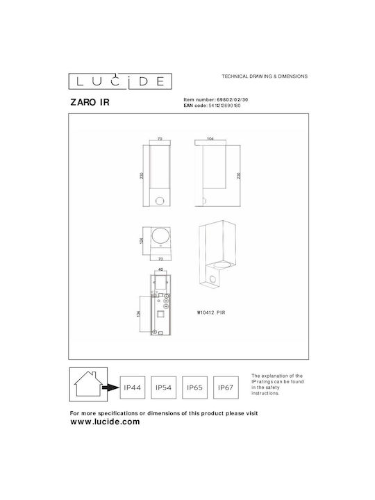 Lucide Lightning Стенно Външно Осветително Тяло GU10 IP65