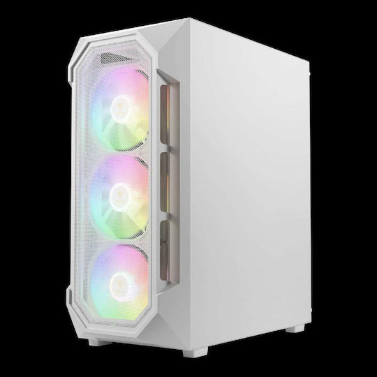 Gamdias AURA GC1 Elite Gaming Midi Tower Κουτί Υπολογιστή με Πλαϊνό Παράθυρο και RGB Φωτισμό Λευκό