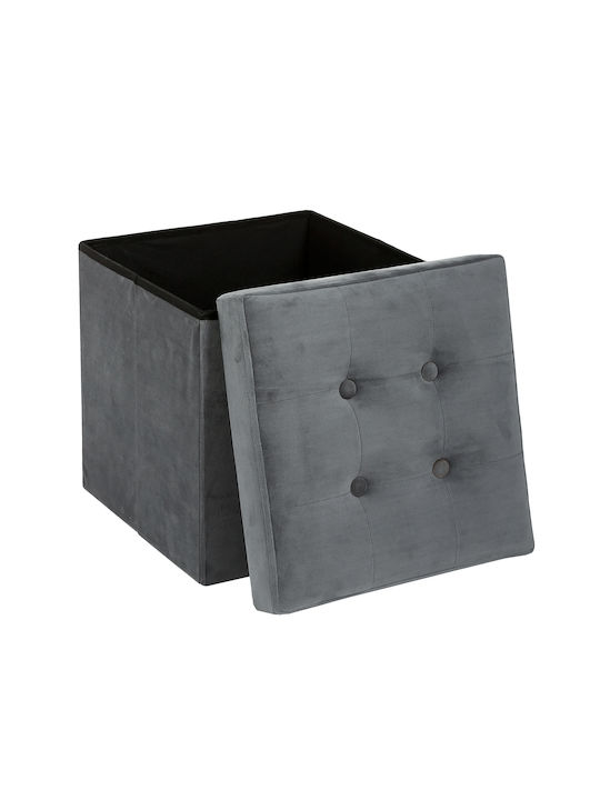 Stool For Living Room With Storage Space Upholstered with Velvet A-s Lysandre Grey Grey 38x38x38cm