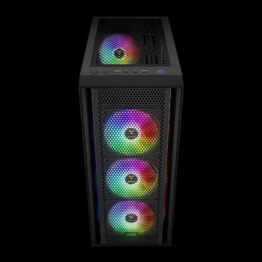 Gamdias AURA GC2 ELITE Gaming Midi Tower Computer Case with Side Window and ARGB Lighting Black