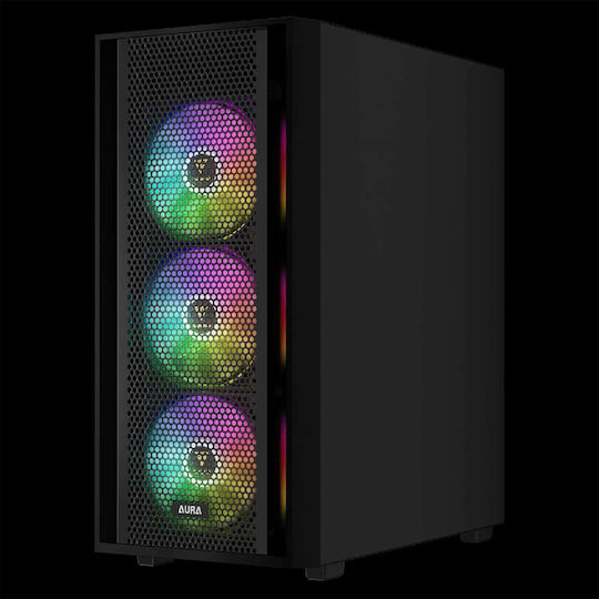 Gamdias AURA GC2 ELITE Gaming Midi Tower Computer Case with Side Window and ARGB Lighting Black