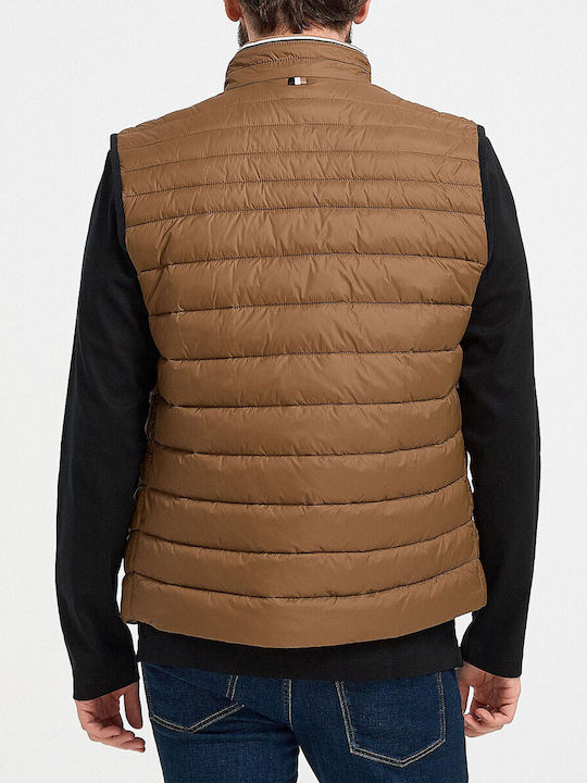 Hugo Boss Men's Winter Sleeveless Puffer Jacket Waterproof Brown