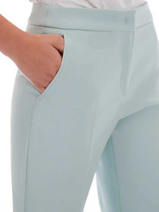 Women's Fabric Trousers Regular Fit Light Blue