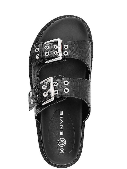 Envie Shoes Women's Flat Sandals Flatforms in Black Color