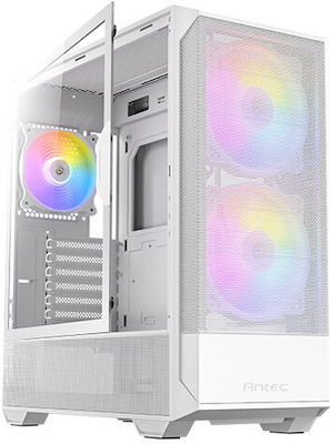 Antec NX416L Gaming Midi Tower Computer Case with Window Panel and RGB Lighting White