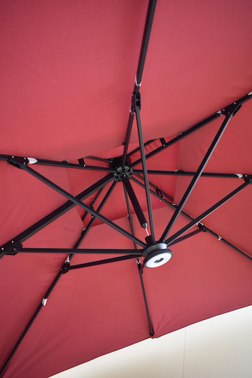 Umbrelă Profesională Suspendată Pătrată Din Aluminiu Roșie 3x3m