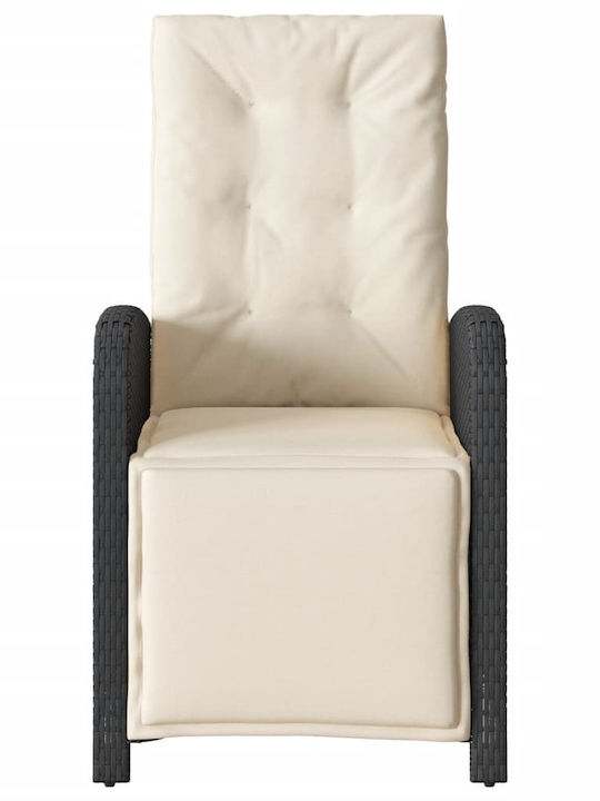 Scaun de exterior Rattan Negru cu pernă