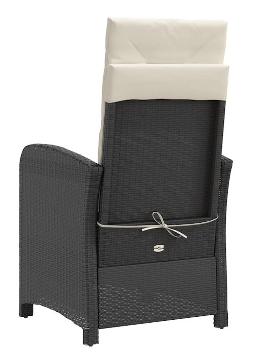 Scaun de exterior Rattan Negru cu pernă