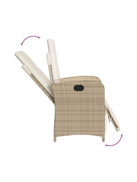 Outdoor-Stuhl Rattan Beige mit Kissen