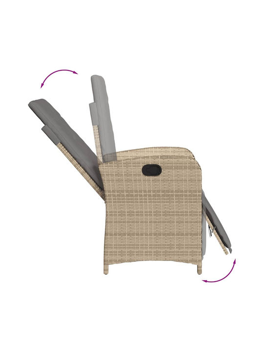 Outdoor-Stuhl Rattan Beige mit Kissen