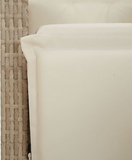 Scaun de exterior Rattan Bej cu pernă 2buc