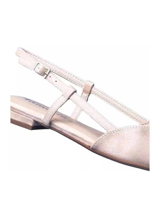 Wildleder Damen Ballerinas Slingback Beigen