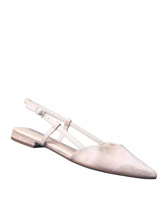Wildleder Damen Ballerinas Slingback Beigen