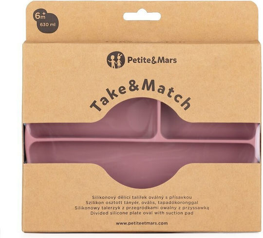 Petite & Mars Παιδικό Πιάτο Φαγητού από Σιλικόνη Ροζ