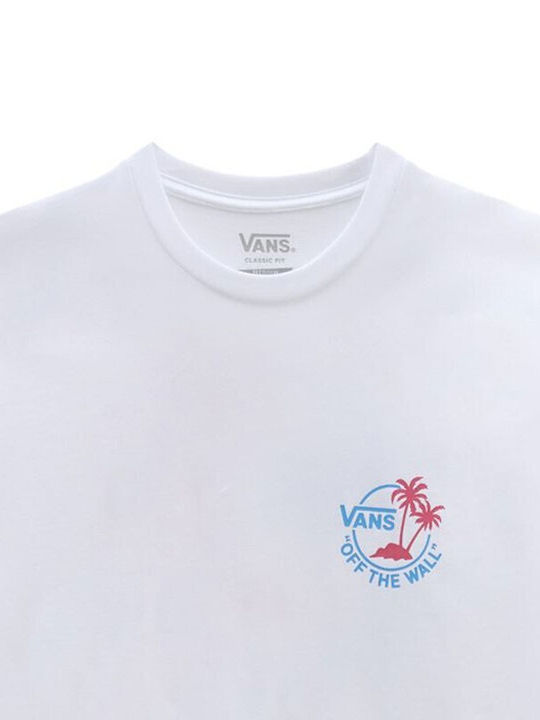 Vans Mini Dual Palm T-shirt Bărbătesc cu Mânecă Scurtă Alb