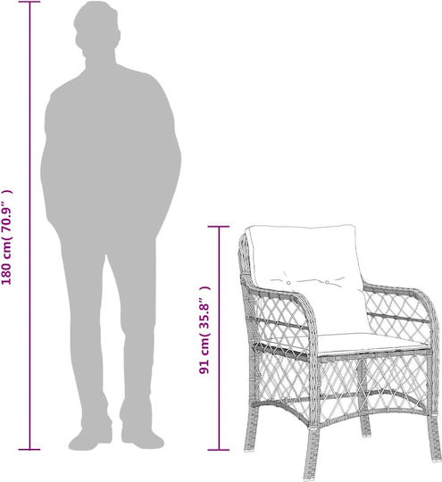 Garten- und Outdoor-Möbelsets Bistro 3 Stück Schwarz mit Kissen