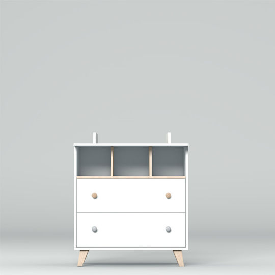 Baby Kommode mit 2 Schubladen Weiß 86x48x92cm