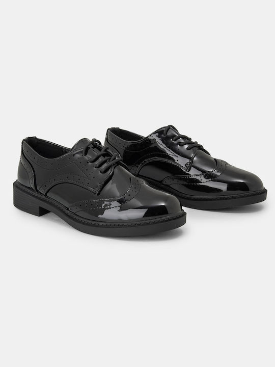 Bozikis Women's Patent Leather Oxford Shoes Black