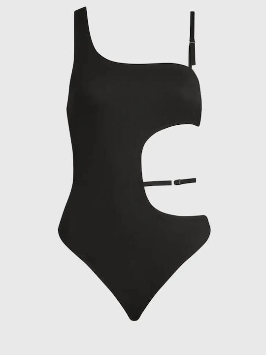 Costum De Baie Întreg Negru Pe Un Umăr