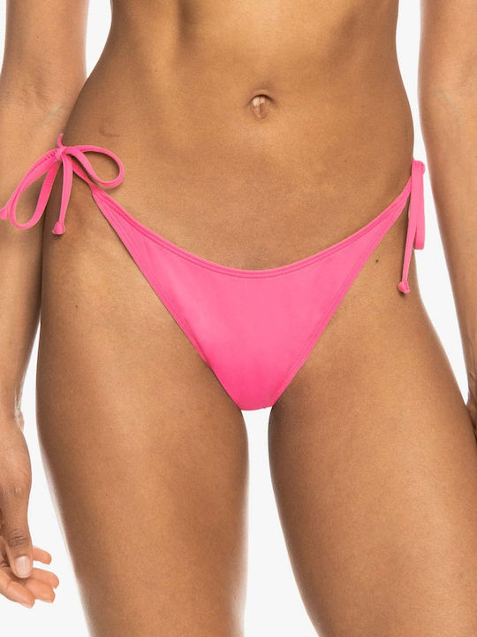 Roxy Bikini Slip με Κορδονάκια Ροζ
