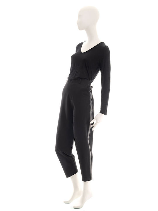 Toi&Moi Damen Stoff Hose Gestreift Schwarz