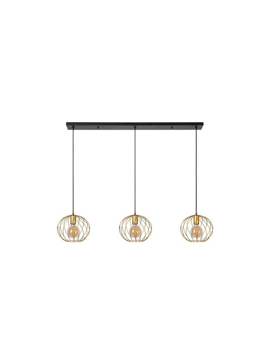 Lucide Lightning Pendant Light Three-Light for Socket E27 Gold