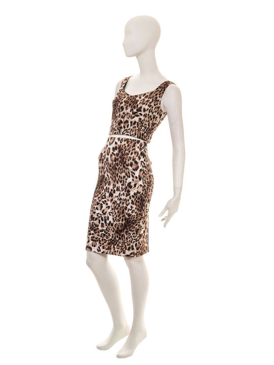 Lui E Lei Women's Summer Blouse Sleeveless Animal Print Brown