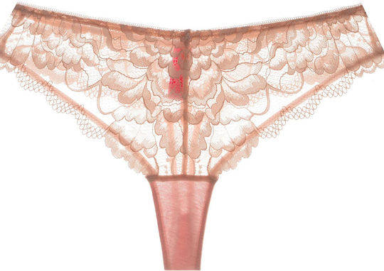 Chicret Γυναικείο Sexy String με Δαντέλα Ροζ