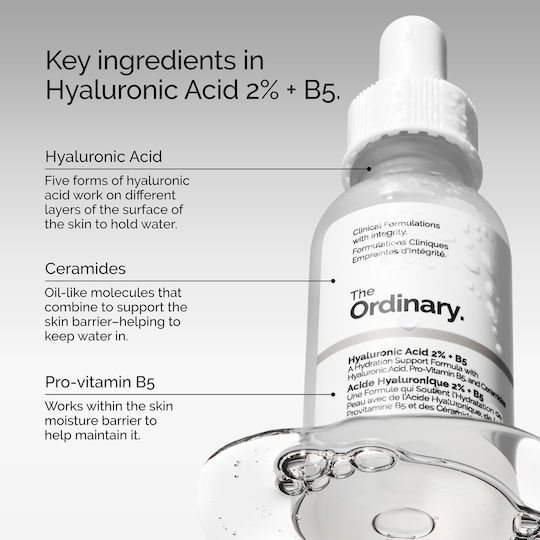 The Ordinary Hyaluronic Acid 2% + B5 Ενυδατικό & Αντιγηραντικό Serum Προσώπου με Υαλουρονικό Οξύ & Βιταμίνη B5 για Σύσφιξη 60ml