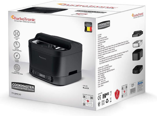 Turbotronic Aragaz multifuncțional 1200W cu Capacitate 4lt Negru