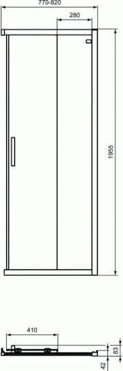Ideal Standard Connect 2 Shower Screen for Shower with Sliding Door 100x100cm Chrome