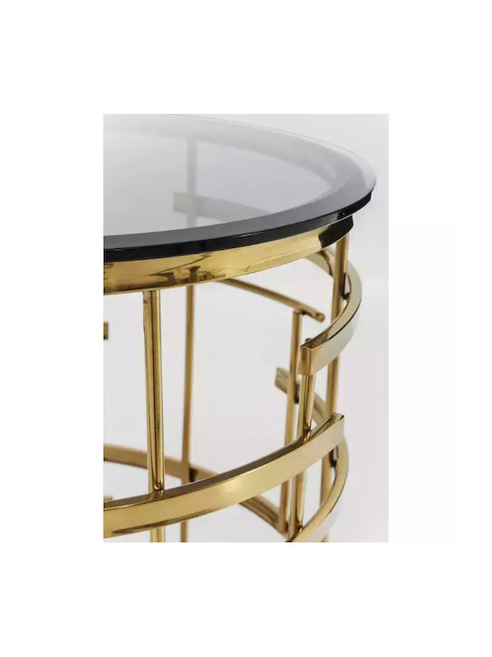 Round Side Table Glass Gold L55xW55xH55cm