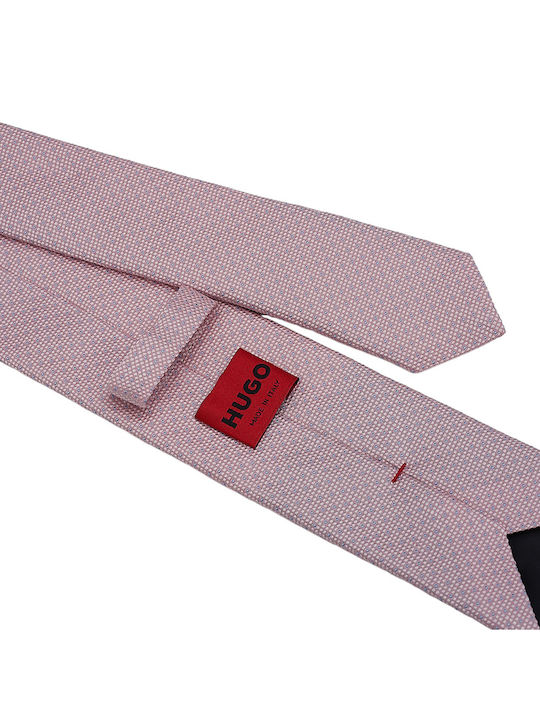 Hugo Boss Herren Krawatte Seide Gedruckt in Rosa Farbe