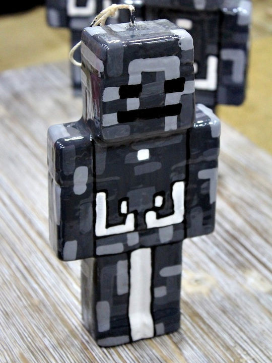 Λαμπάδα Minecraft Στρογγυλή Γκρι (Διάφορα Σχέδια)