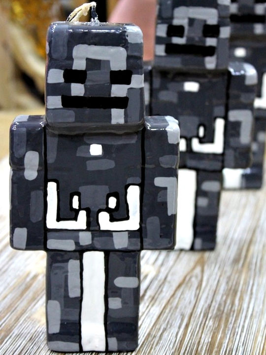 Πασχαλινή Λαμπάδα Minecraft Στρογγυλή 20.5εκ. Γκρι (Διάφορα Σχέδια)