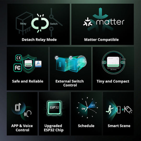 Sonoff MINIR4M Smart Switch 2 Channels Wi-Fi & Bluetooth 10A