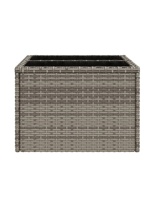 Sitting Room Outdoor Free Standing Table with Glass Surface and Rattan Frame Natural 55x55x37cm