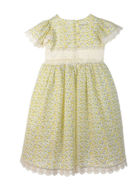 Designer's Cat Kids Dress Floral Yellow