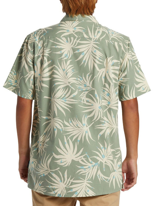 Beach Club Casual Short-sleeved Cotton Shirt Green