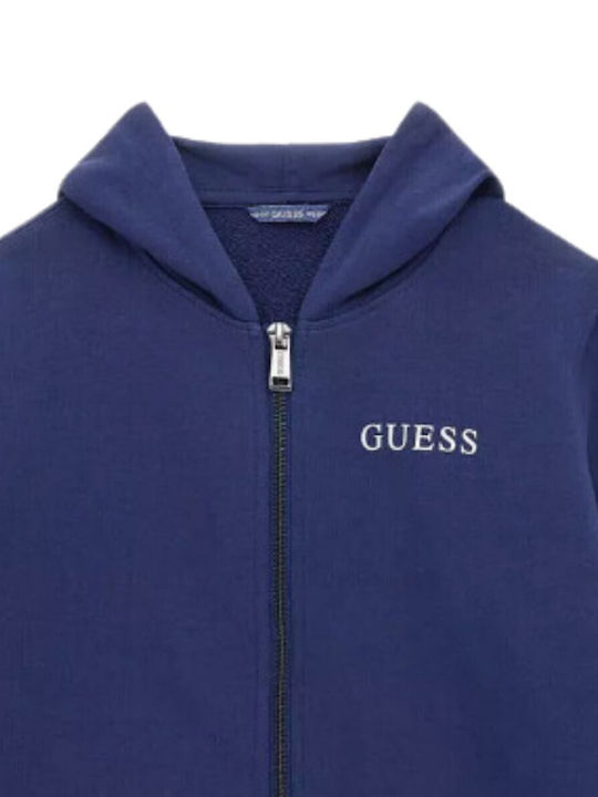 Guess Kids Sweatshirt Cardigan with Hood Blue