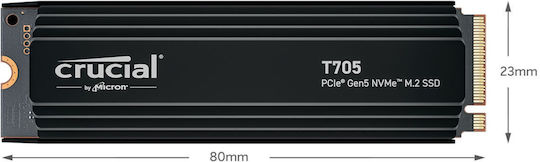 Crucial T705 With Heatsink SSD 2TB M.2 Type With PCI Express 5.0 Connection And Heatsink CT2000T705SSD5
