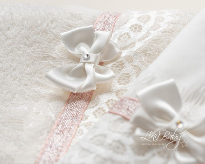 Lina Baby Christening Oilcloths Set Ecru