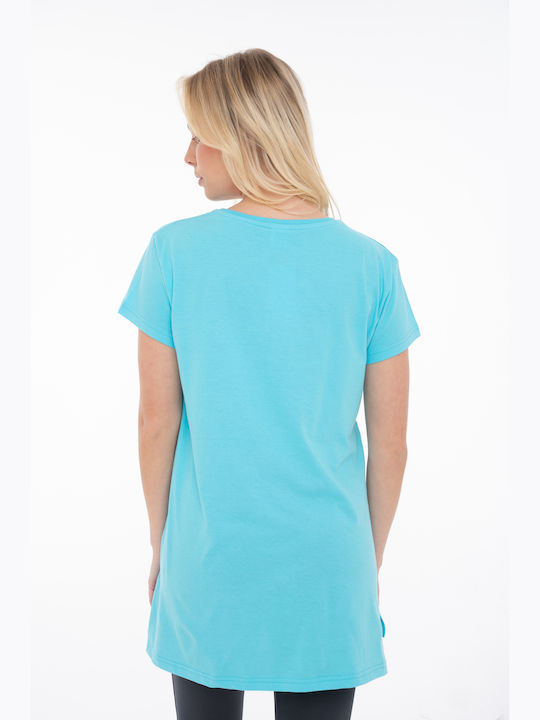 Bodymove Damen T-Shirt mit V-Ausschnitt Hellblau