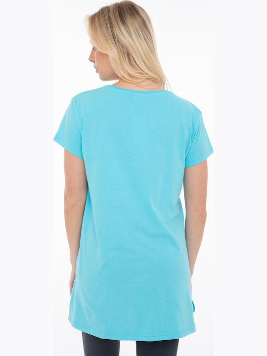 Women's T-shirt with V Neckline Light Blue
