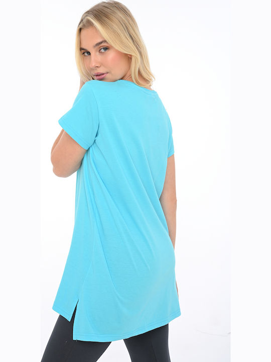 Women's T-shirt with V Neckline Light Blue